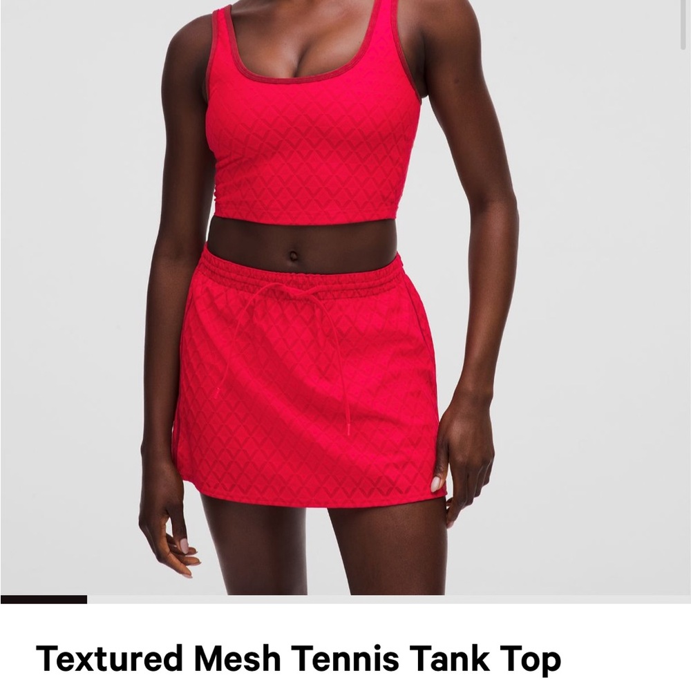 lululemon athletica Red Textured Mesh Tennis Tank Top